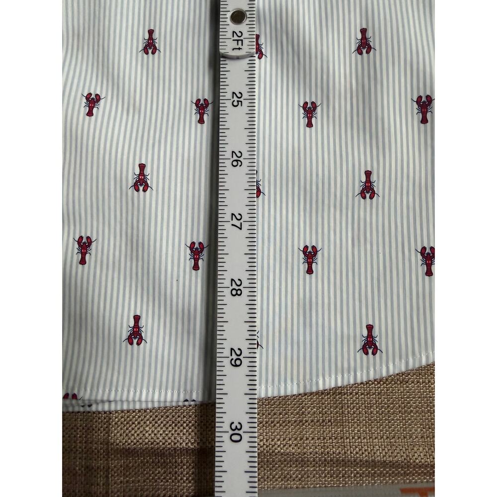 Lands’ End Coastal Lobster Blue White Striped Nautical Short Sleeve Shirt - Picture 7 of 7